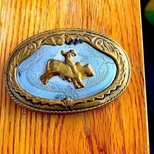 Vintage Nocona German Silver Bucking Bronco Western Belt Buckle Rodeo